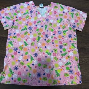 Christmas scrub top